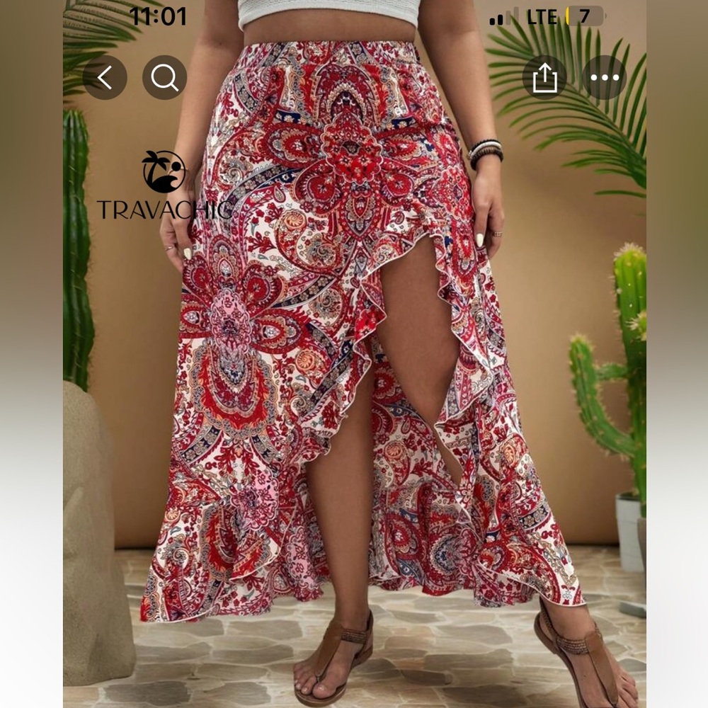 Floral Paisley Red Skirt
